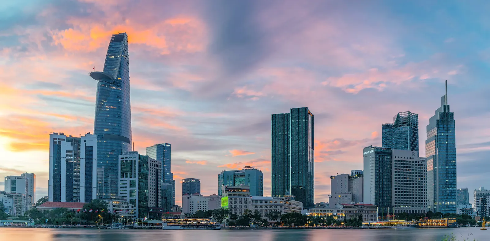 Ho Chi Minh City skyline at sunset